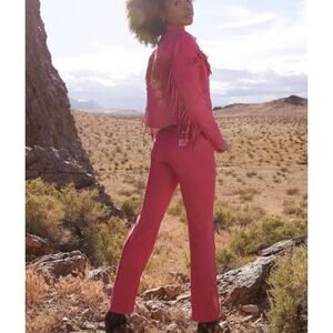 NWT Wrangler X Barbie Pink Fringe Jacket Pants Set Small Suit Western Cowgirl